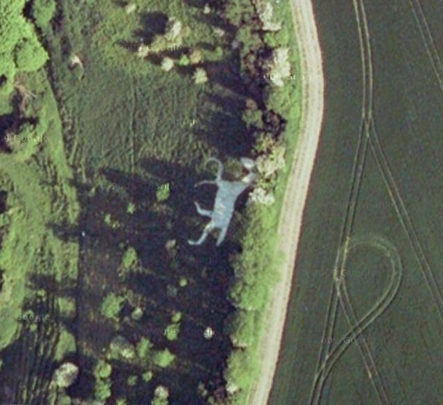 Broad Town White Horse (Art) Strange Google Earth maps ∴