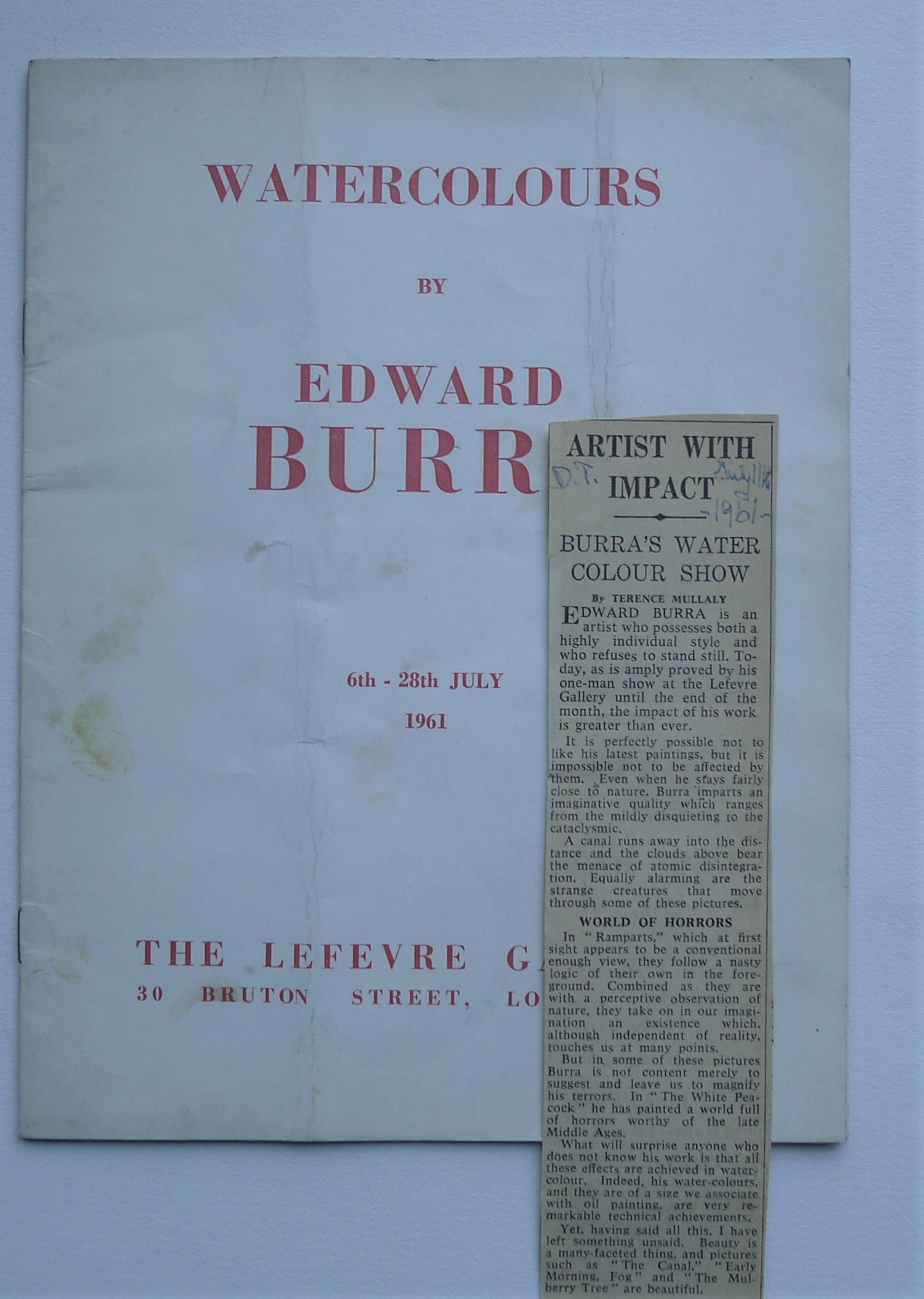 Edward BurraWatercolours by Edward Burra. The Lefevre Gallery, London