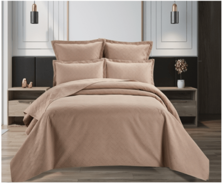 5 Piece Clifton Hotel Collection Embossed Quilt Set Stone Roga05