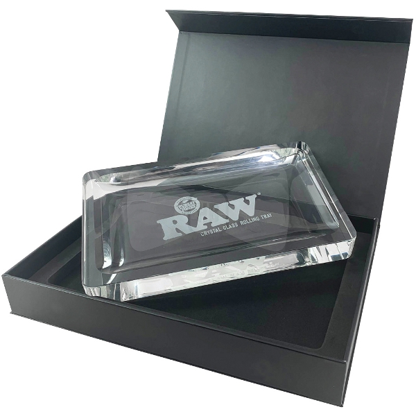 RAW CRYSTAL GLASS ROLLING TRAY