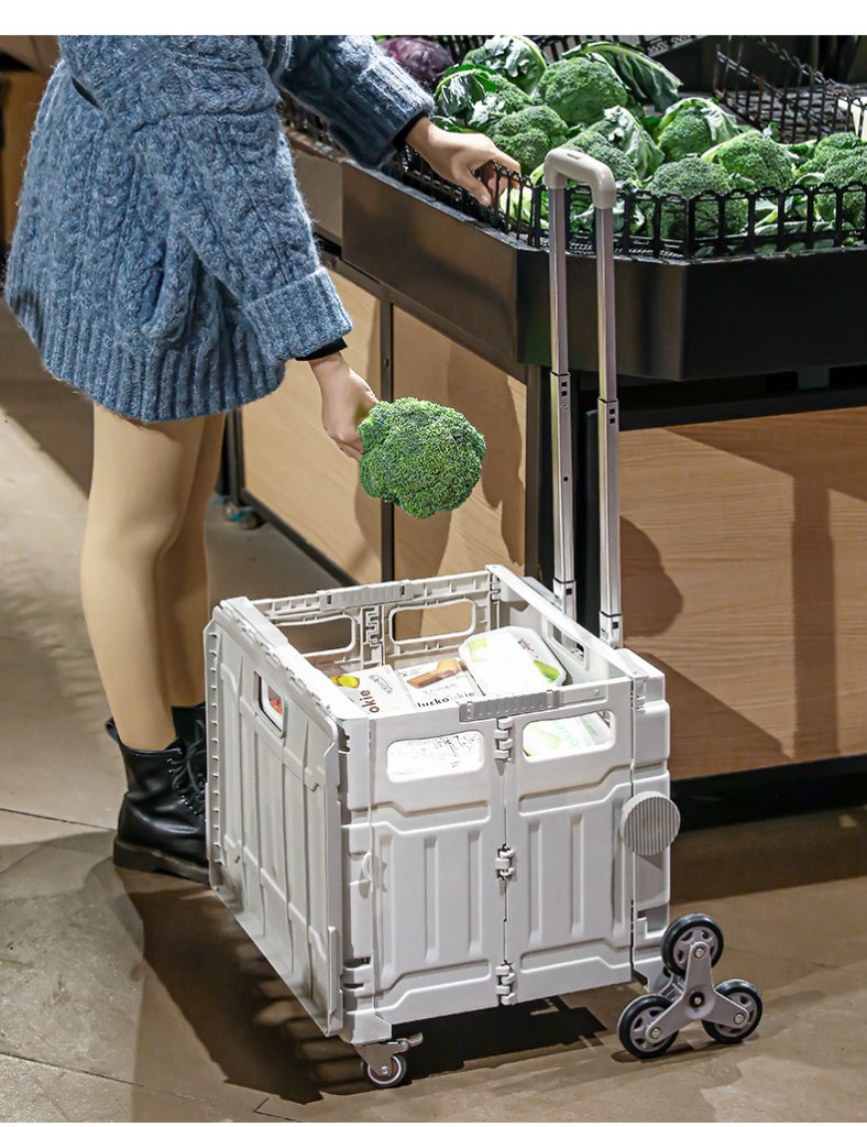 Rolling storage crate with handle, Rolling Foldable Plastic Crate Wholesale