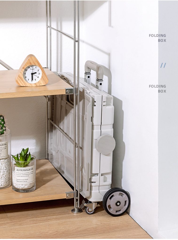 Rolling storage crate with handle, Rolling Foldable Plastic Crate Wholesale