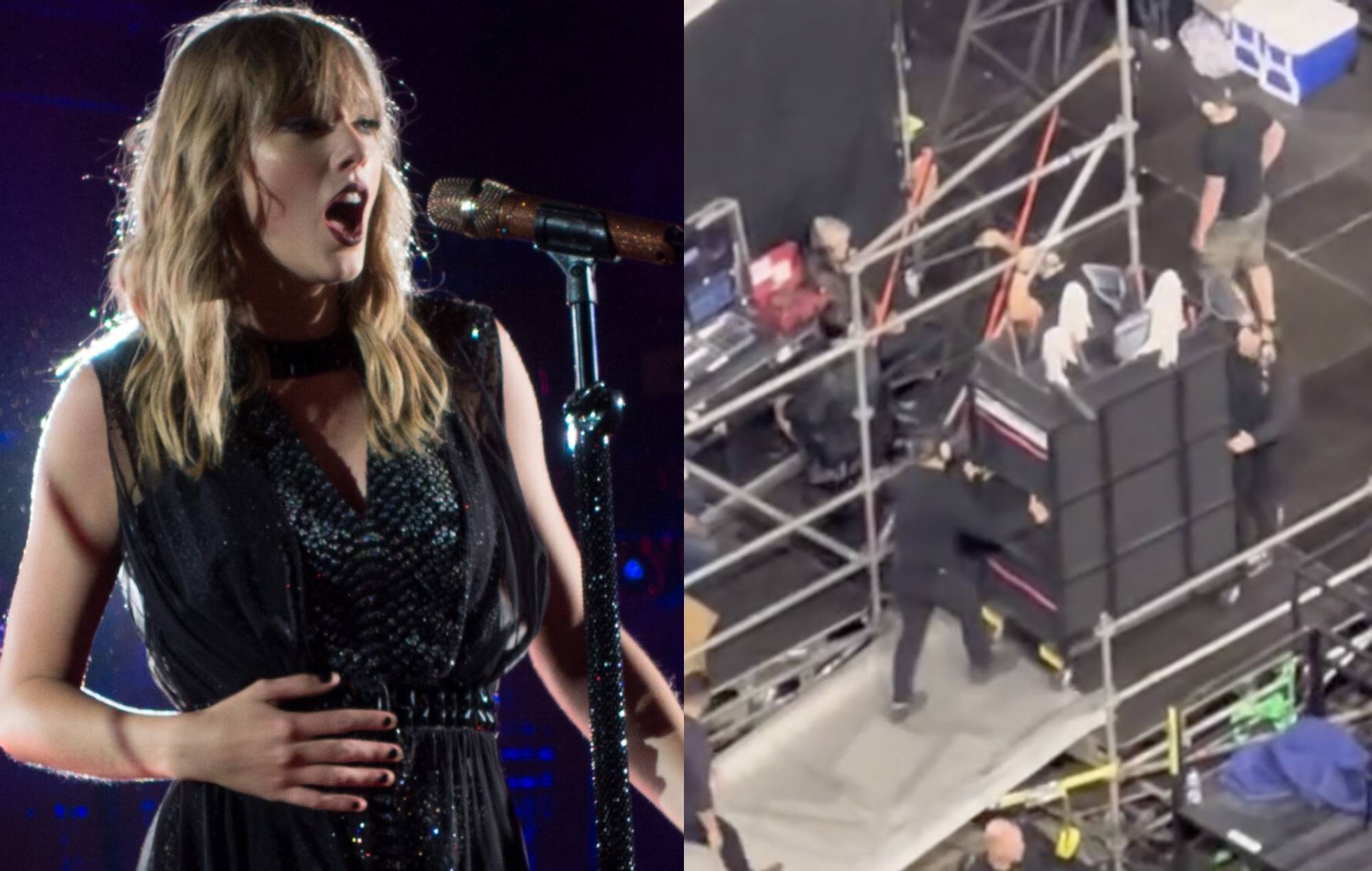 Taylor Swift has been hiding in a janitor's cart to arrive on stage at(03)