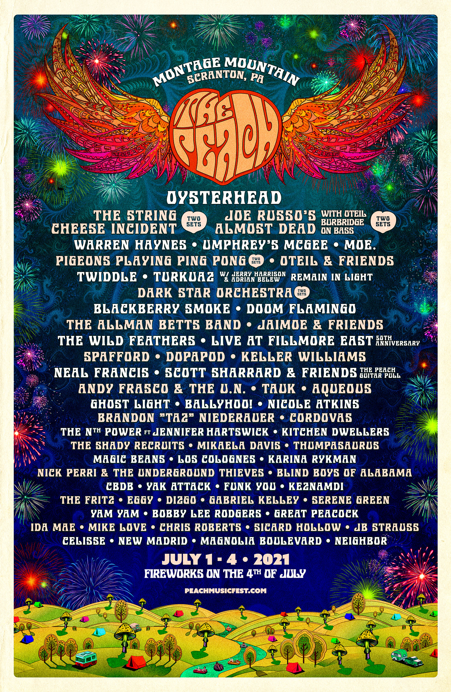 peach festival 2023 lineup 2021 Peach Music Fest Lineup Oysterhead, String Cheese Incident