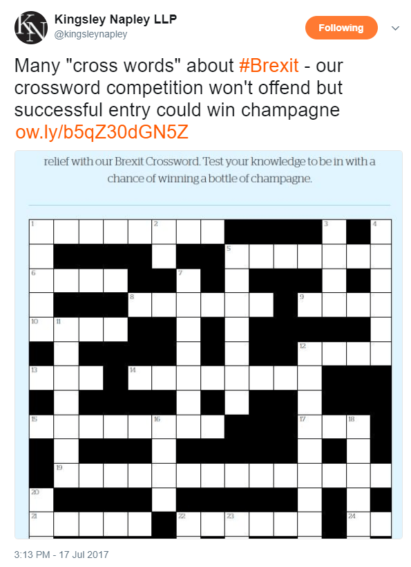 Ban this sick filth Kingsley Napley's obscene Brexit crossword (possibly NSFW) RollOnFriday