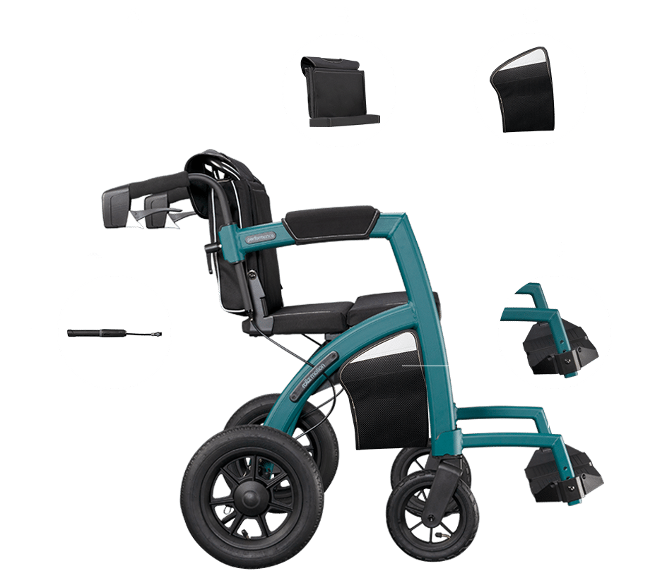 Rollz Motion Performance rollator with air tyres Rollz International