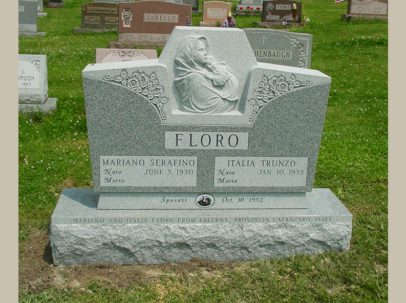 Catholic Blessed Mother and Child Headstone Rome Monument
