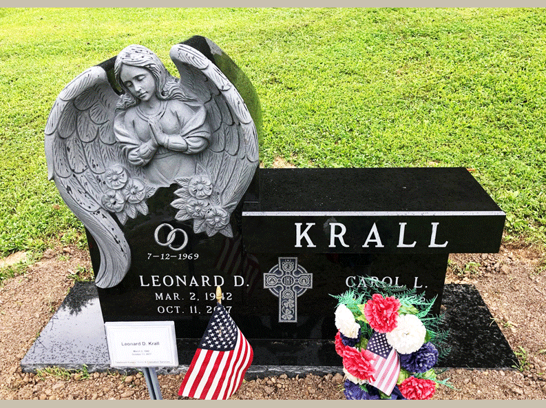 Angel Wings Headstone Black Granite Bench Rome Monument