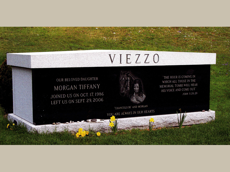 Single Crypt Mausoleum Design With A Black Granite Front