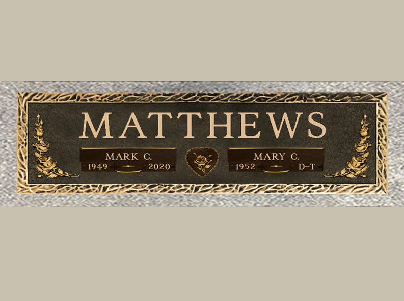 Companion Bronze Marker Roses and Granite For Sale 2,487.00