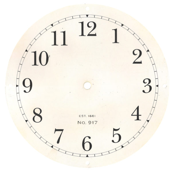 Antique 9" 'Old World' Clock Dial Antique White Ronell Clock Co.