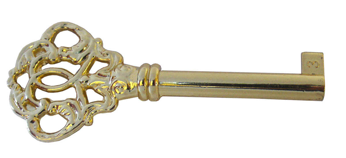 Polished Brass or Clock Door Key 215/16" Long Ronell Clock Co.