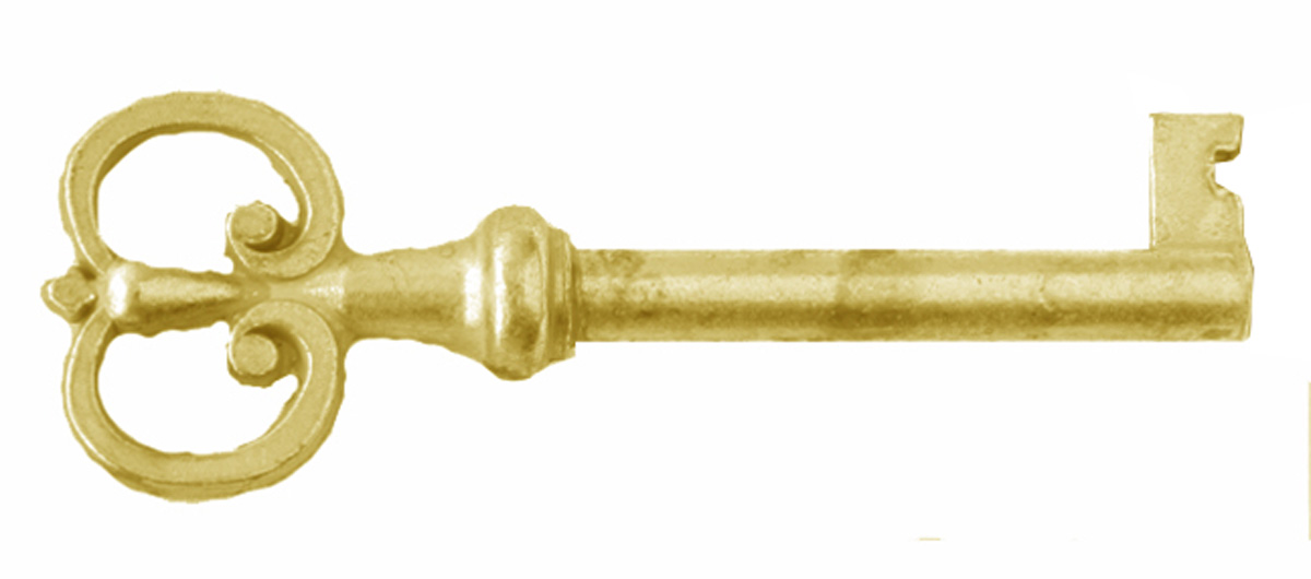 Brass Plated or Clock Door Key 23/8" Long Ronell Clock Co.