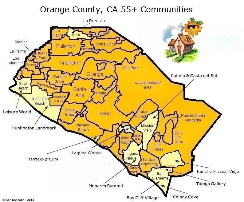 Map of Orange County, CA City information, Unincorporated areas