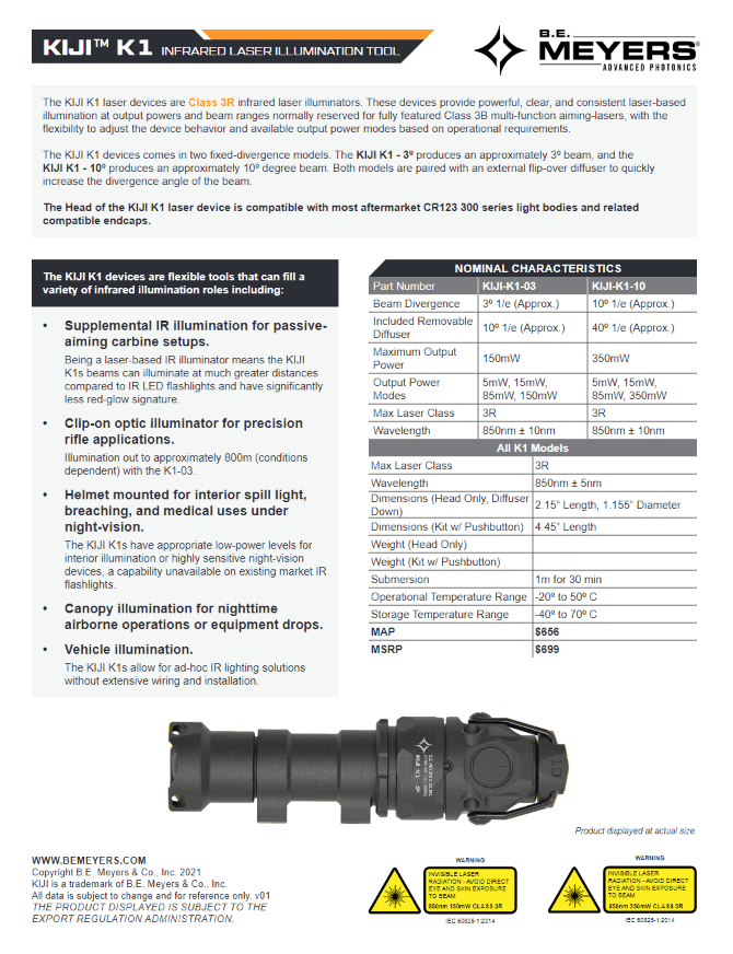 BE Meyers KIJI K1 VCSEL Infrared Illuminator Rooftop Defense