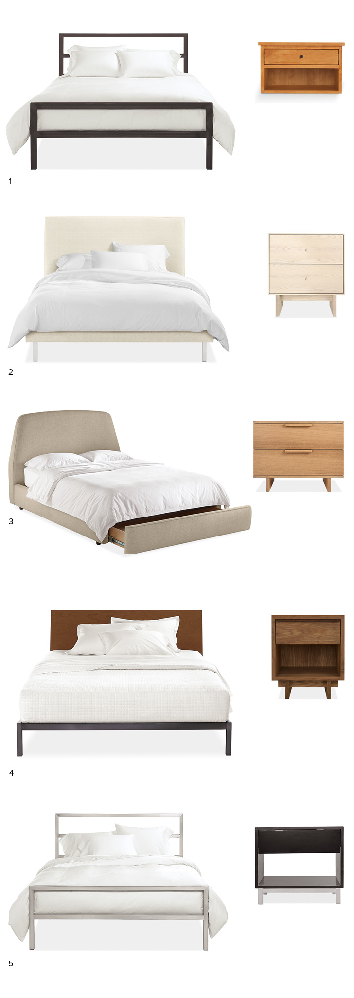 Bed and Nightstand Pairing For Modern Personalized Spaces