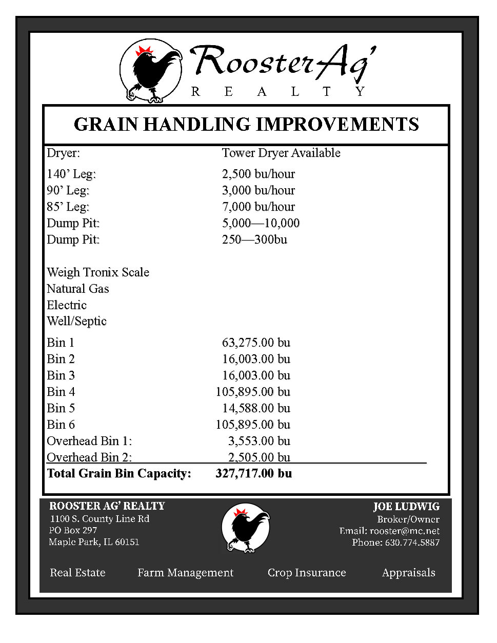DeKalb County, Cortland Grain Facility Commercial For Sale Rooster