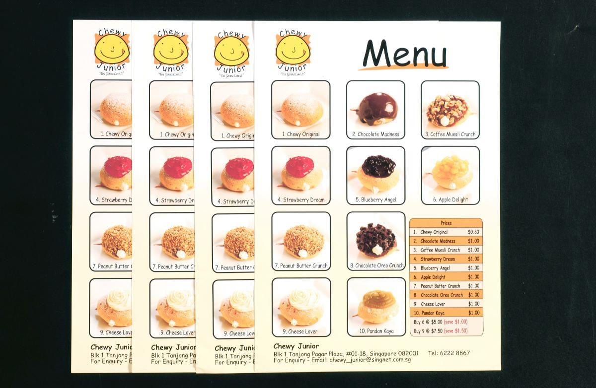 Menus from Chewy Junior