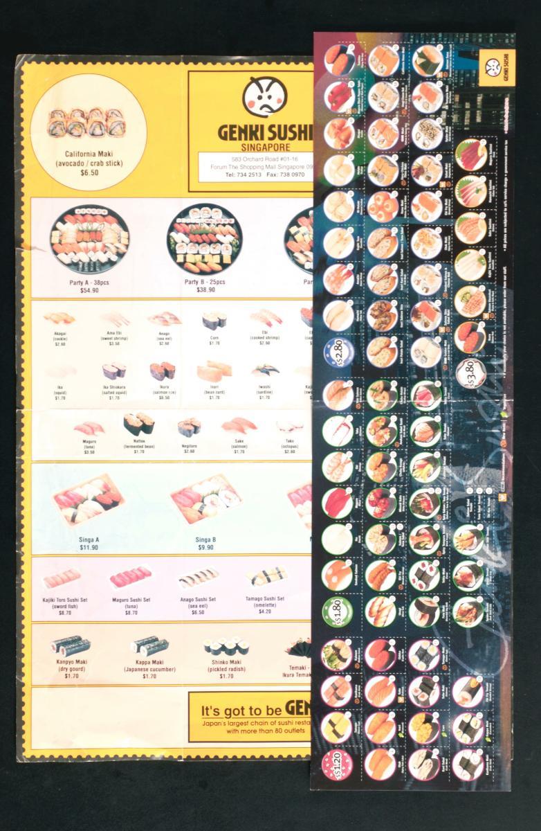 Menus from Genki Sushi Restaurant