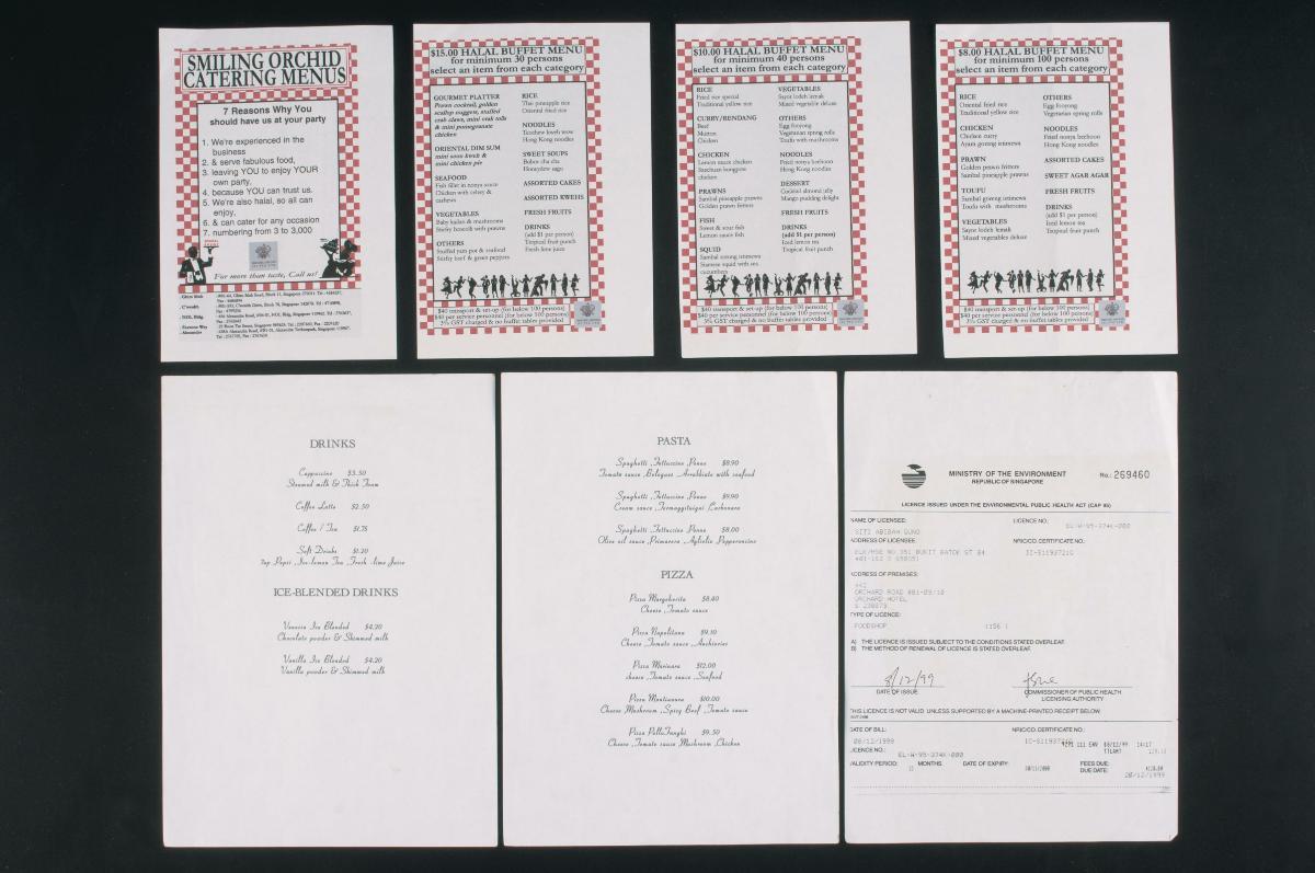 Group of catering menus