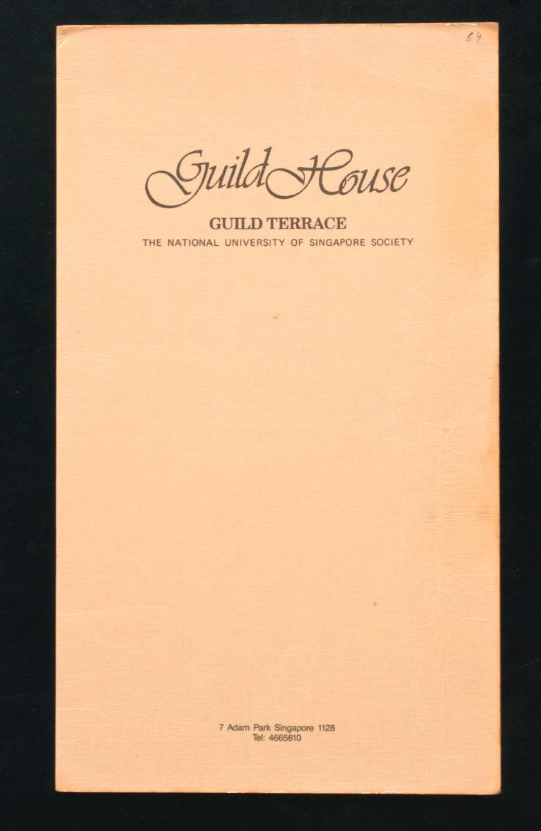 Menu from Guild House, Guild Terrace