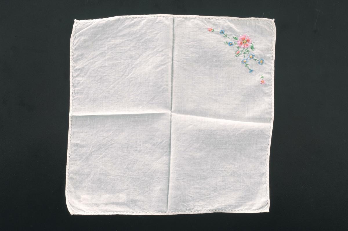 White embroidered cotton handkerchief
