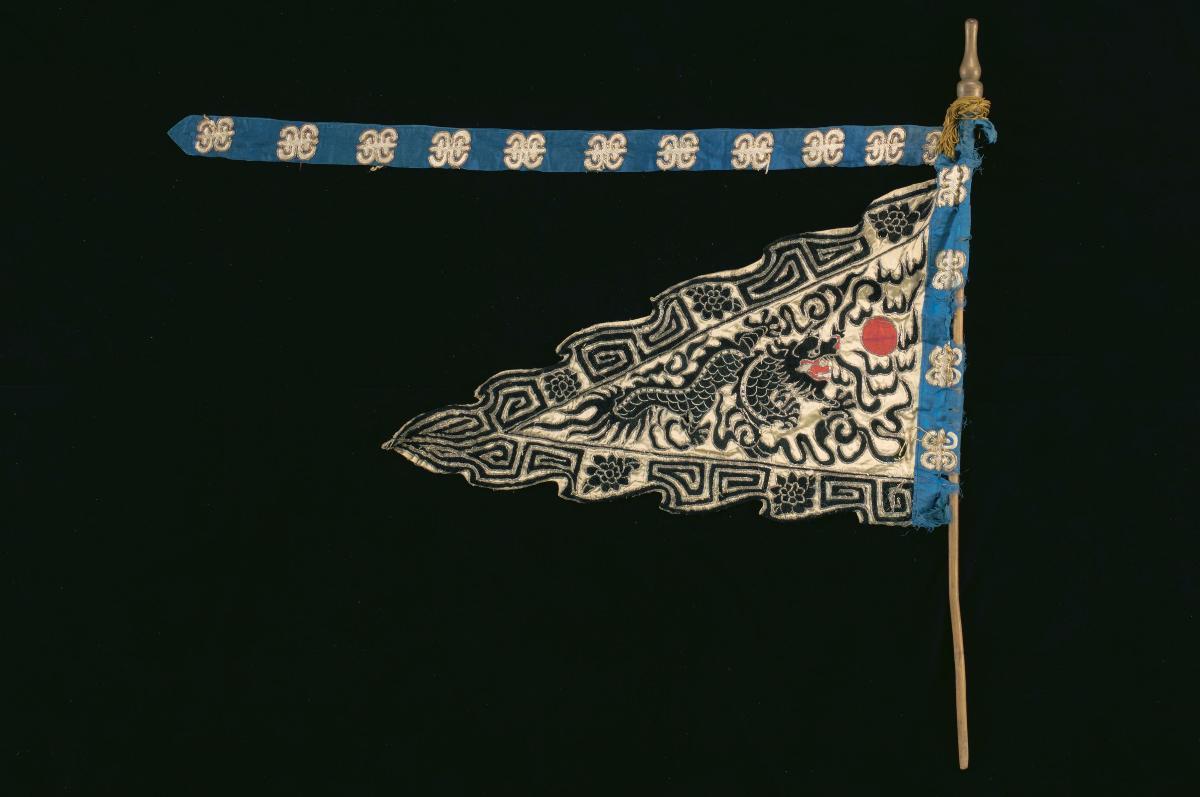 A triangular pennant worn by a ‘wu sheng’ in a Chinese opera