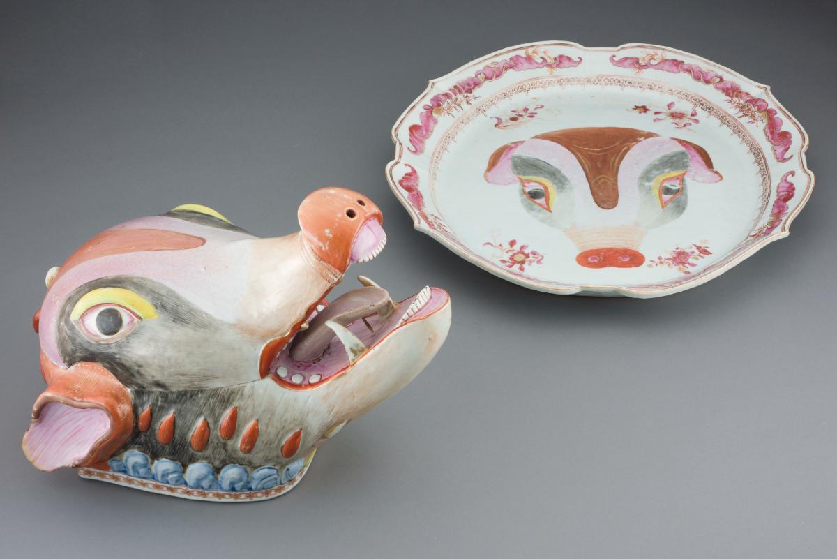 Boar's head tureen and dish