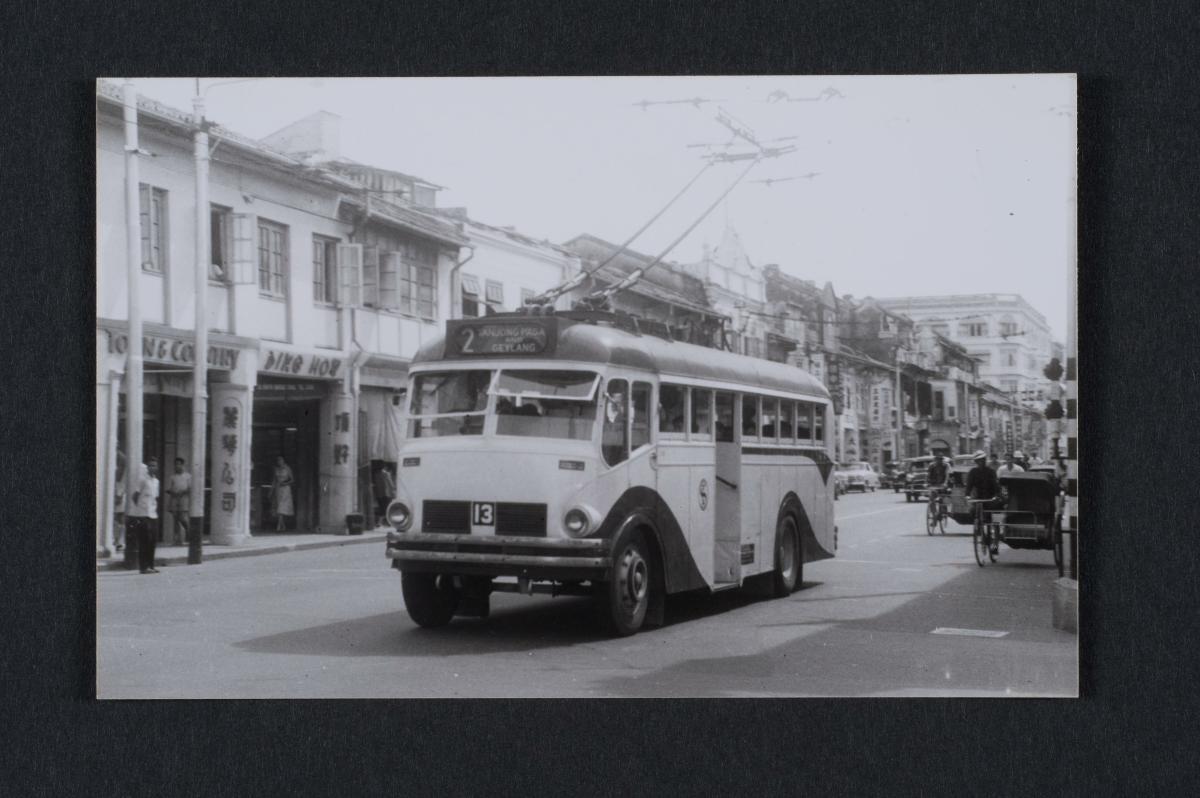 Photograph of a Singapore Traction Company trolley bus