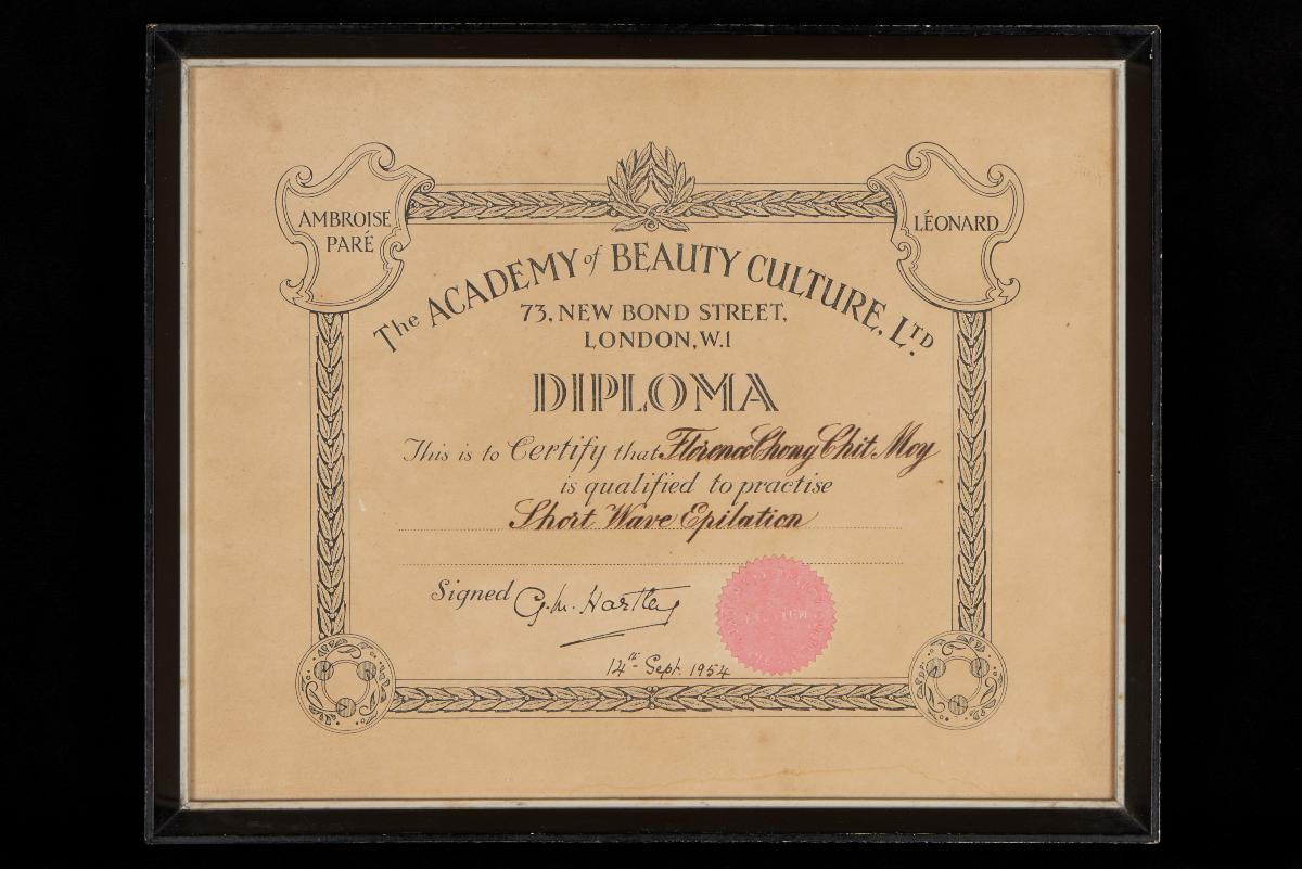 Hairdressing certificate from Inecto House, London