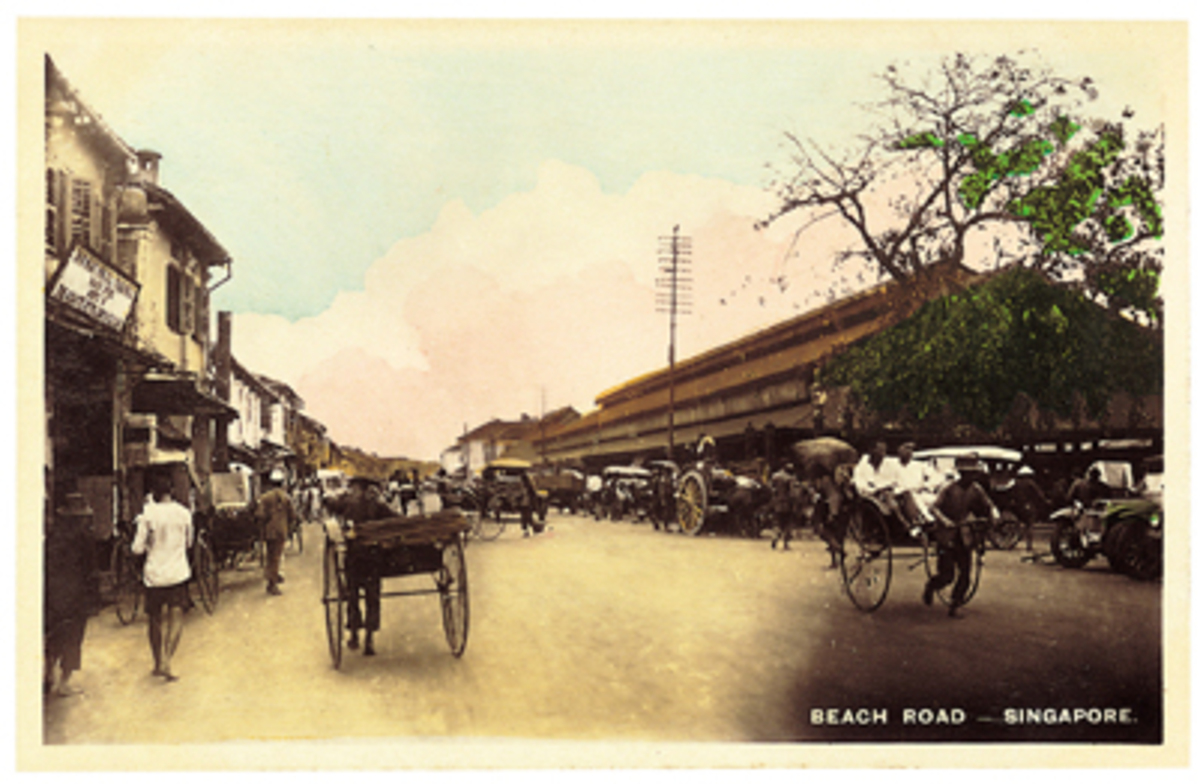 c1930 Beach Road with Clyde Terrace Market Postcard
