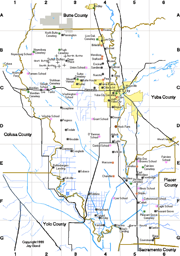Sutter County Map and Place Names