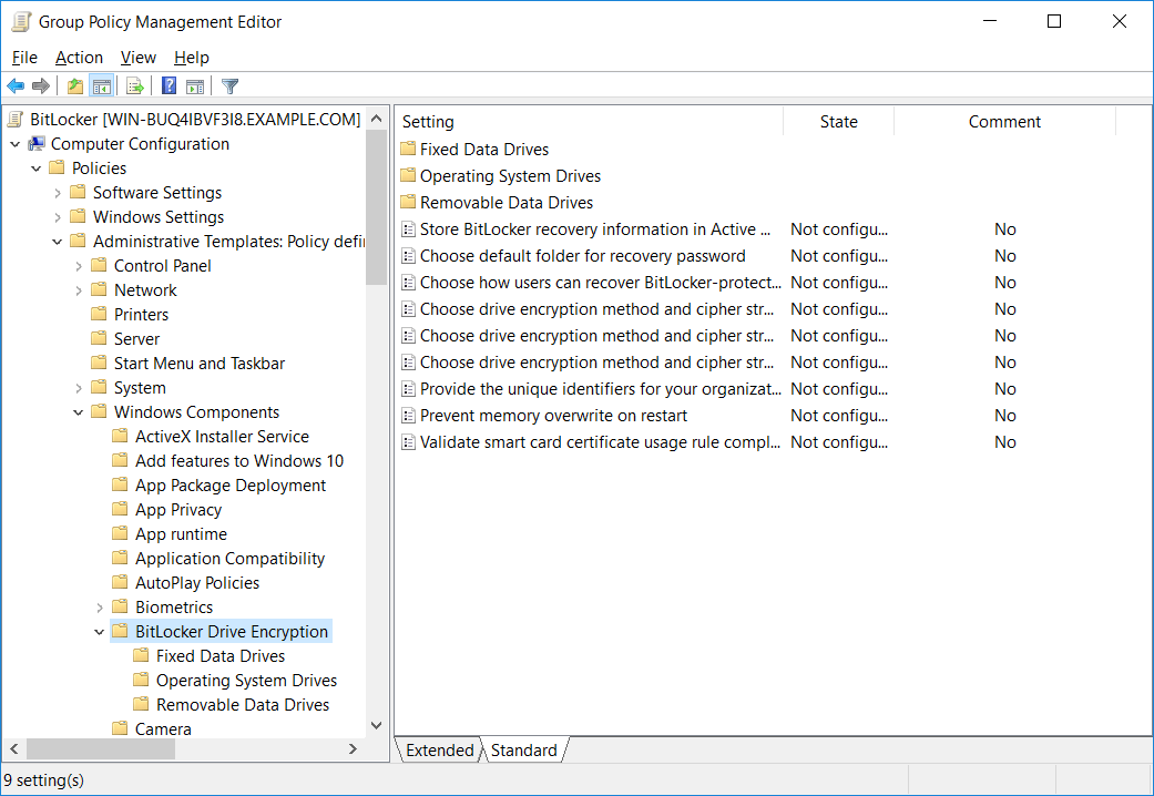 Configure BitLocker Group Policy Settings RootUsers