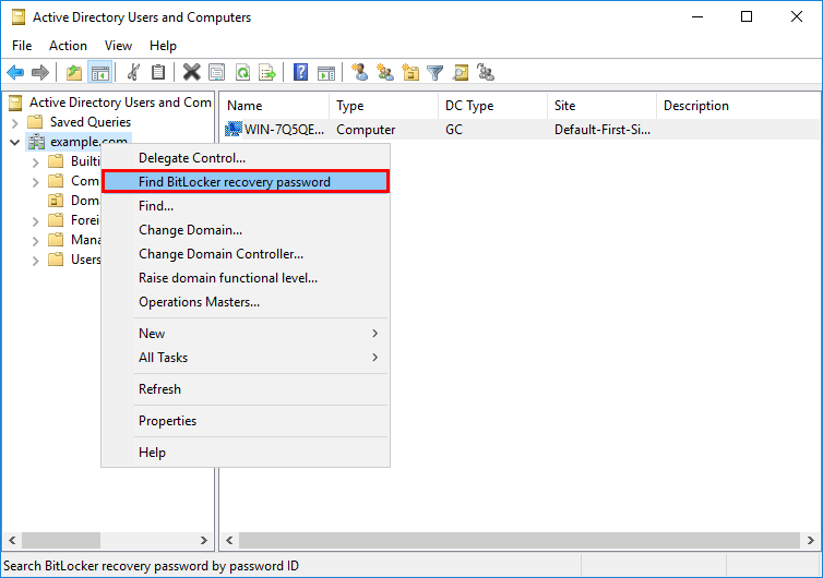 Implement BitLocker Recovery Process using selfrecovery and recovery