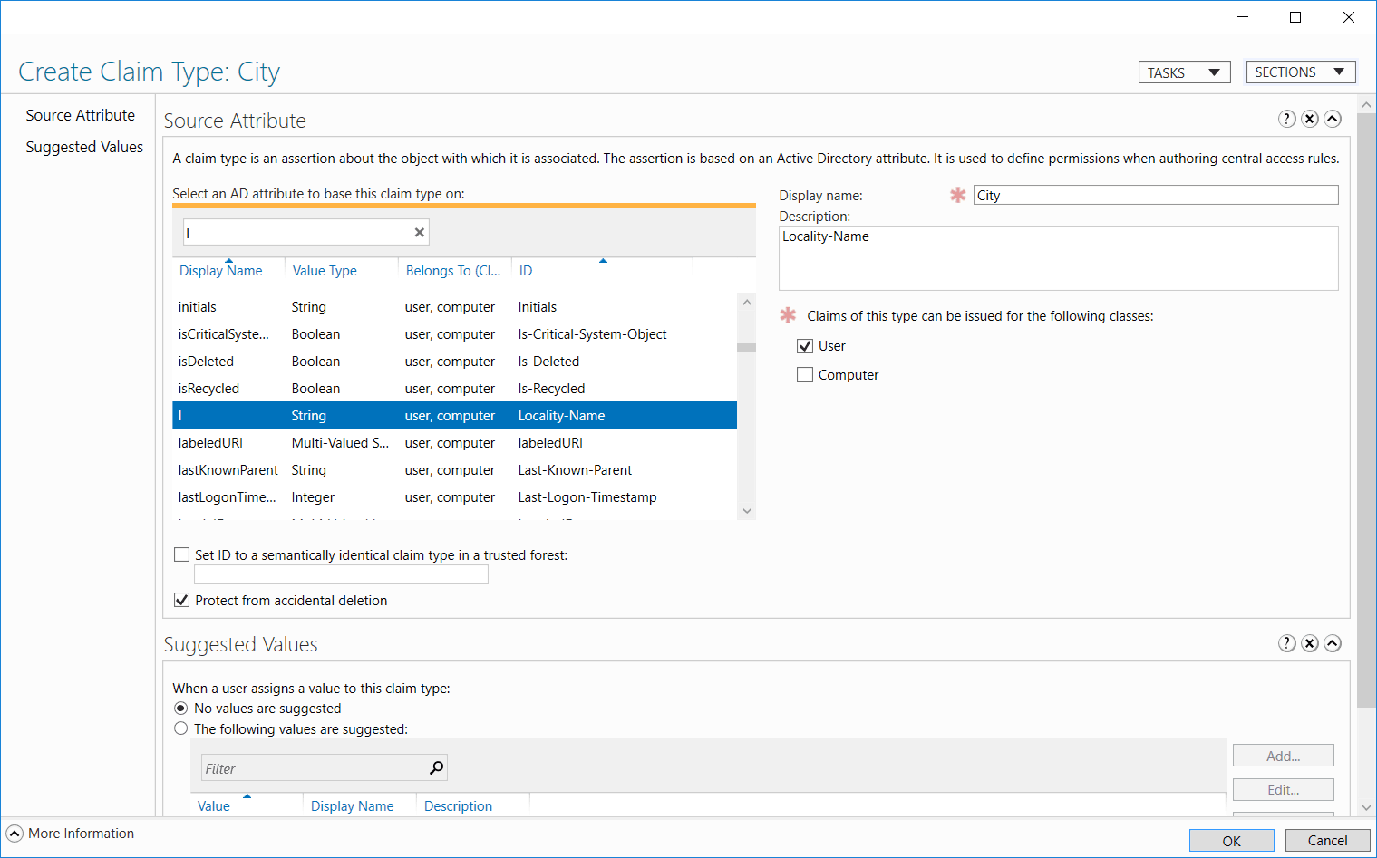 Configure User and Device Claim Types RootUsers