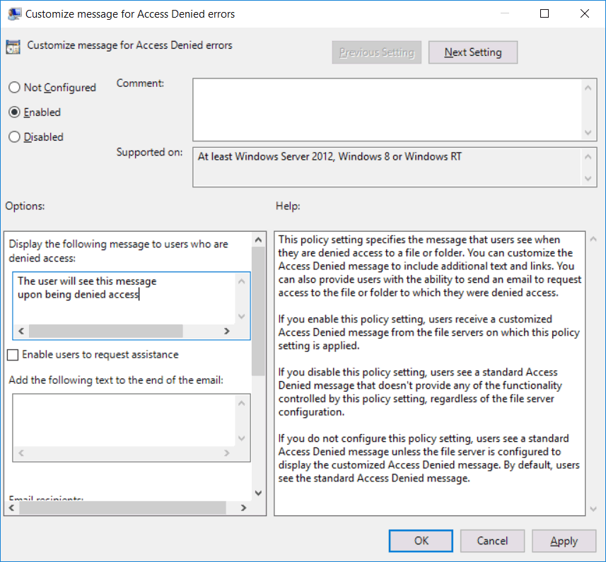 Perform AccessDenied Remediation in Windows Server 2016 RootUsers