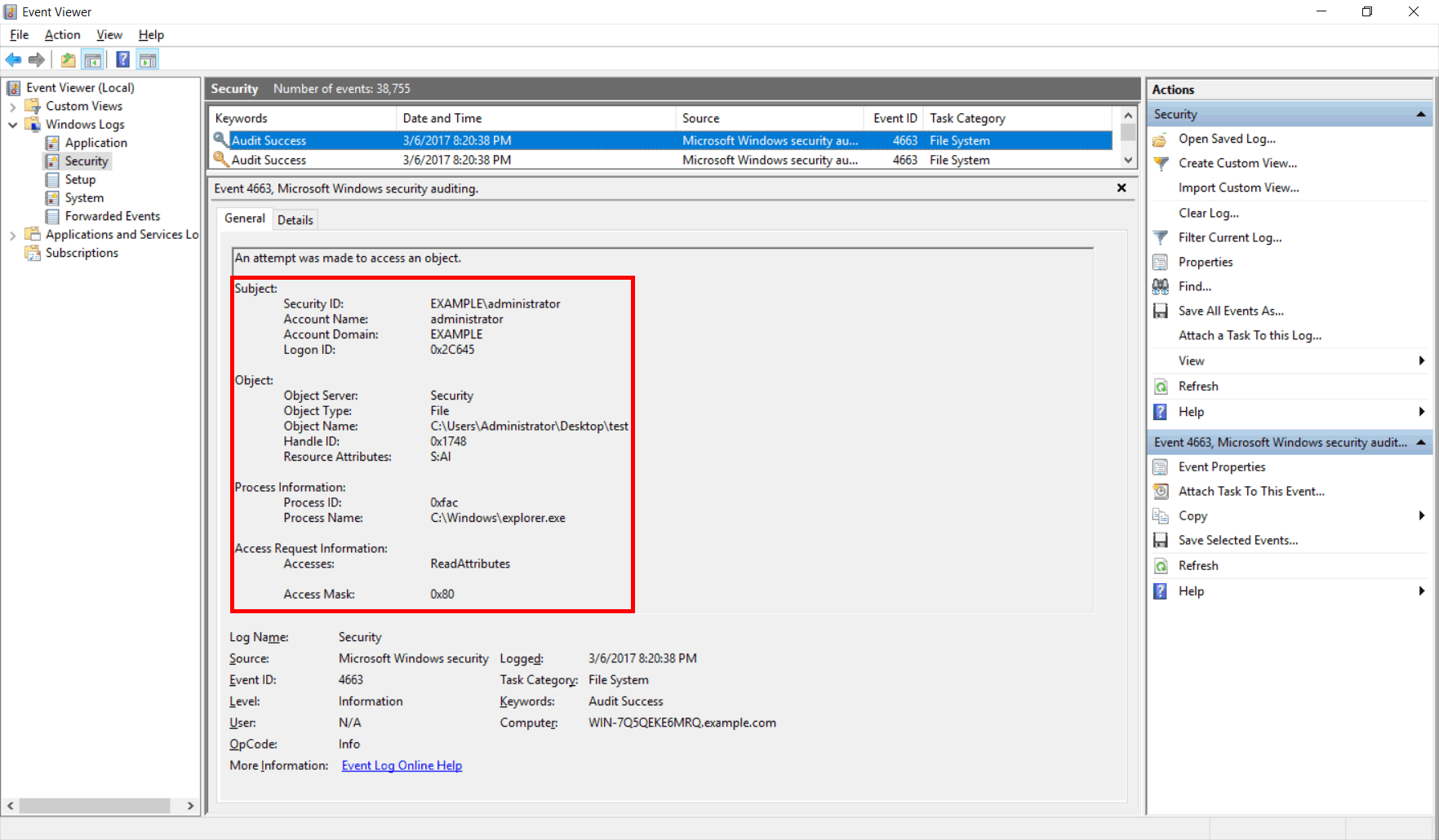 Configure File Access Auditing in Windows Server 2016 RootUsers