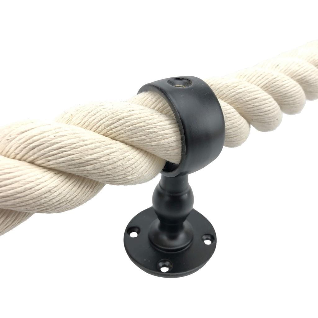 28mm Natural Cotton Bannister Rope x 1 Metre C/W 3 Black Fittings (CS
