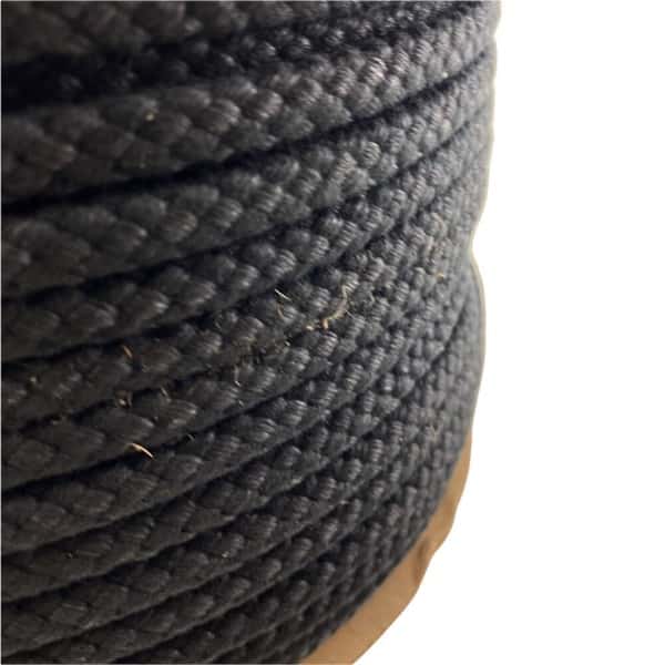 6mm 8 Plait Matt Black Braided Polyester Rope x 100 Metres