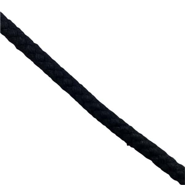 6mm 8 Plait Matt Black Braided Polyester Rope x 100 Metres