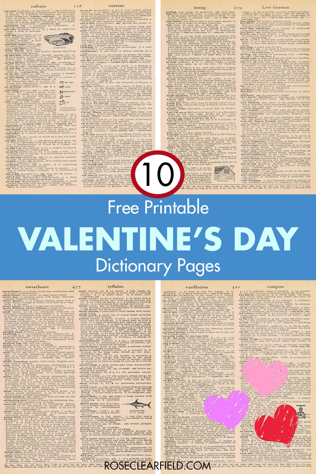 Free Valentine’s Day Dictionary Page Printables Rose Clearfield