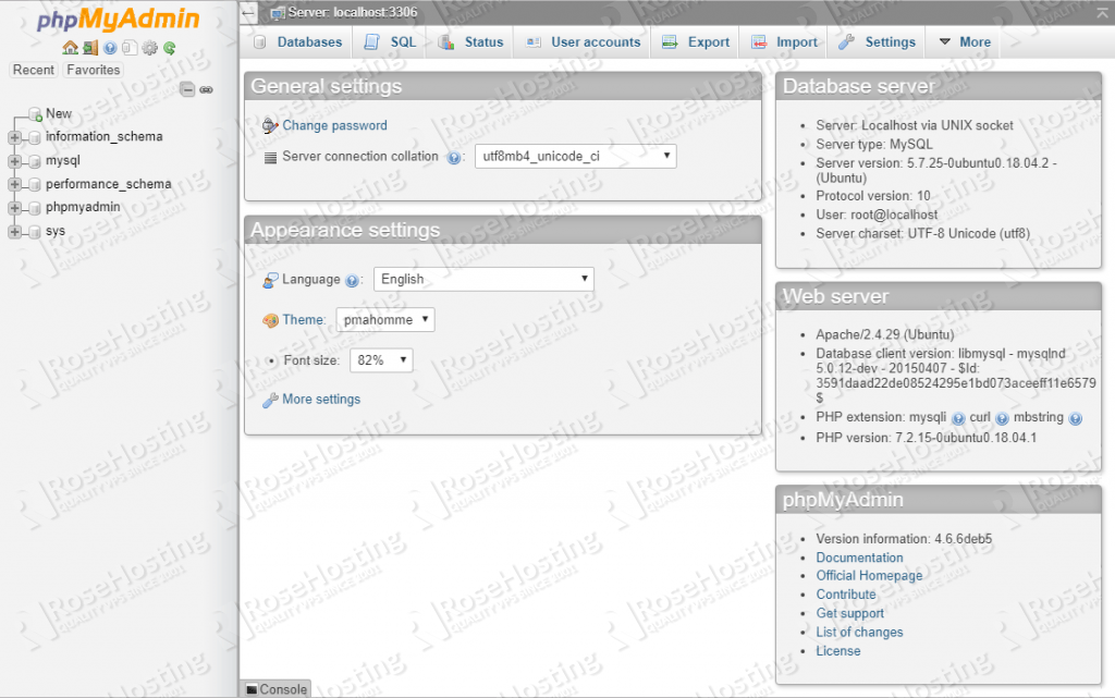 How to Install phpMyAdmin on Ubuntu 18.04 RoseHosting