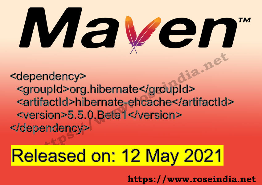 Maven dependency for org.hibernate hibernateehcache version 5.5.0.Beta1 is released. Learn to