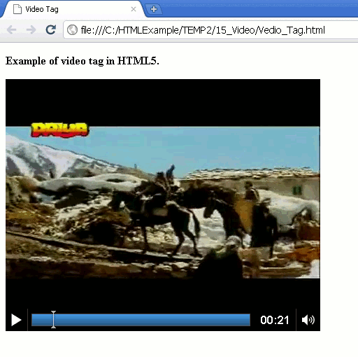HTML5 video element, Implementation of tag.