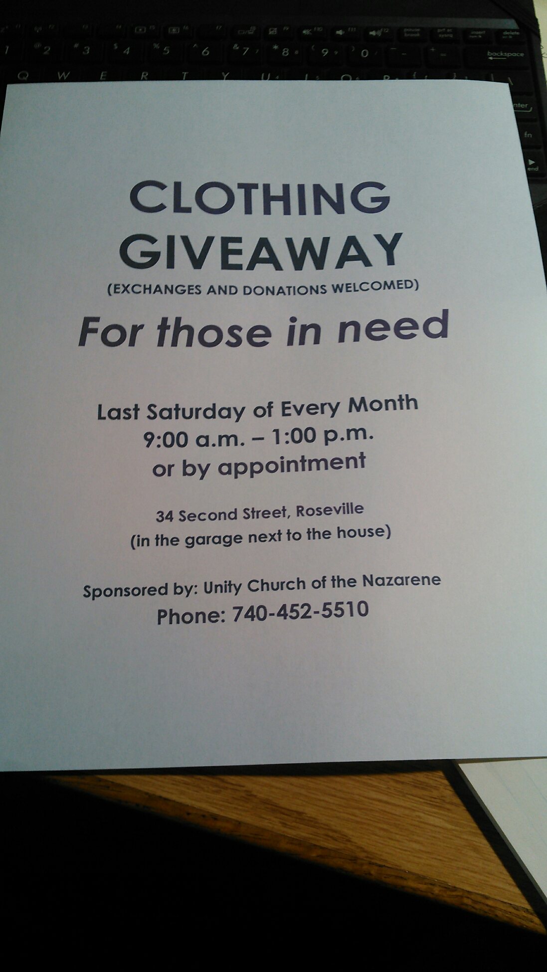 CLOTHING GIVEAWAY The Village of Roseville, Ohio