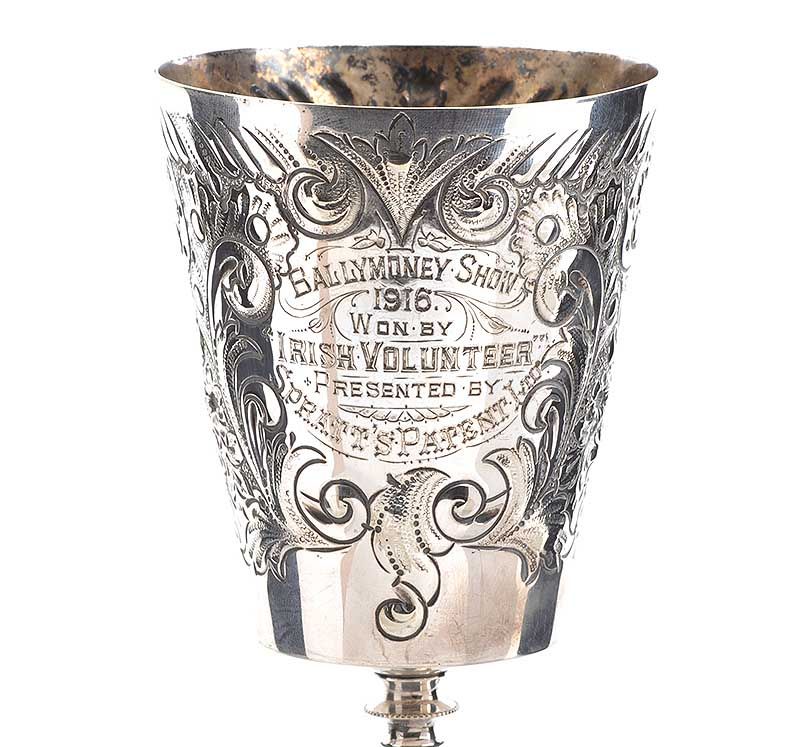 SHEFFIELD SILVER PLATED GOBLET MAKER J.H. POTTER ENGRAVED BALLYMONEY