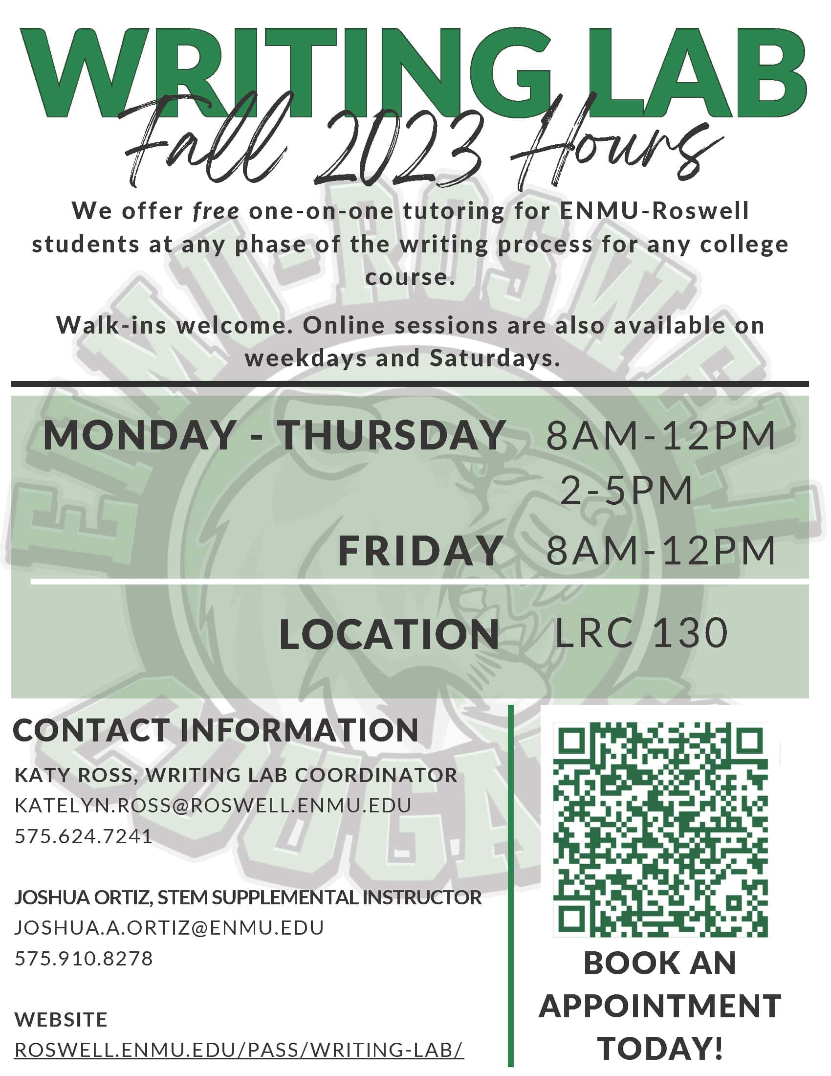 Writing Lab Hours Eastern New Mexico University Roswell