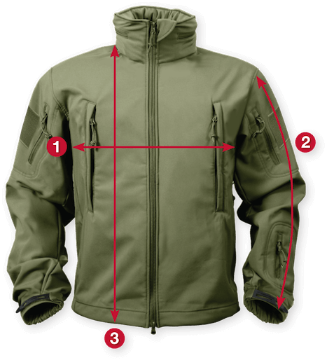 Rothco Spec Ops Tactical Soft Shell Jacket Size Chart