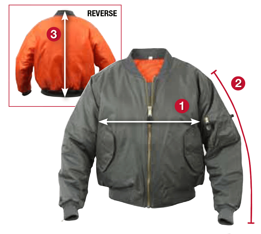Rothco MA-1 Flight Jacket Size Chart