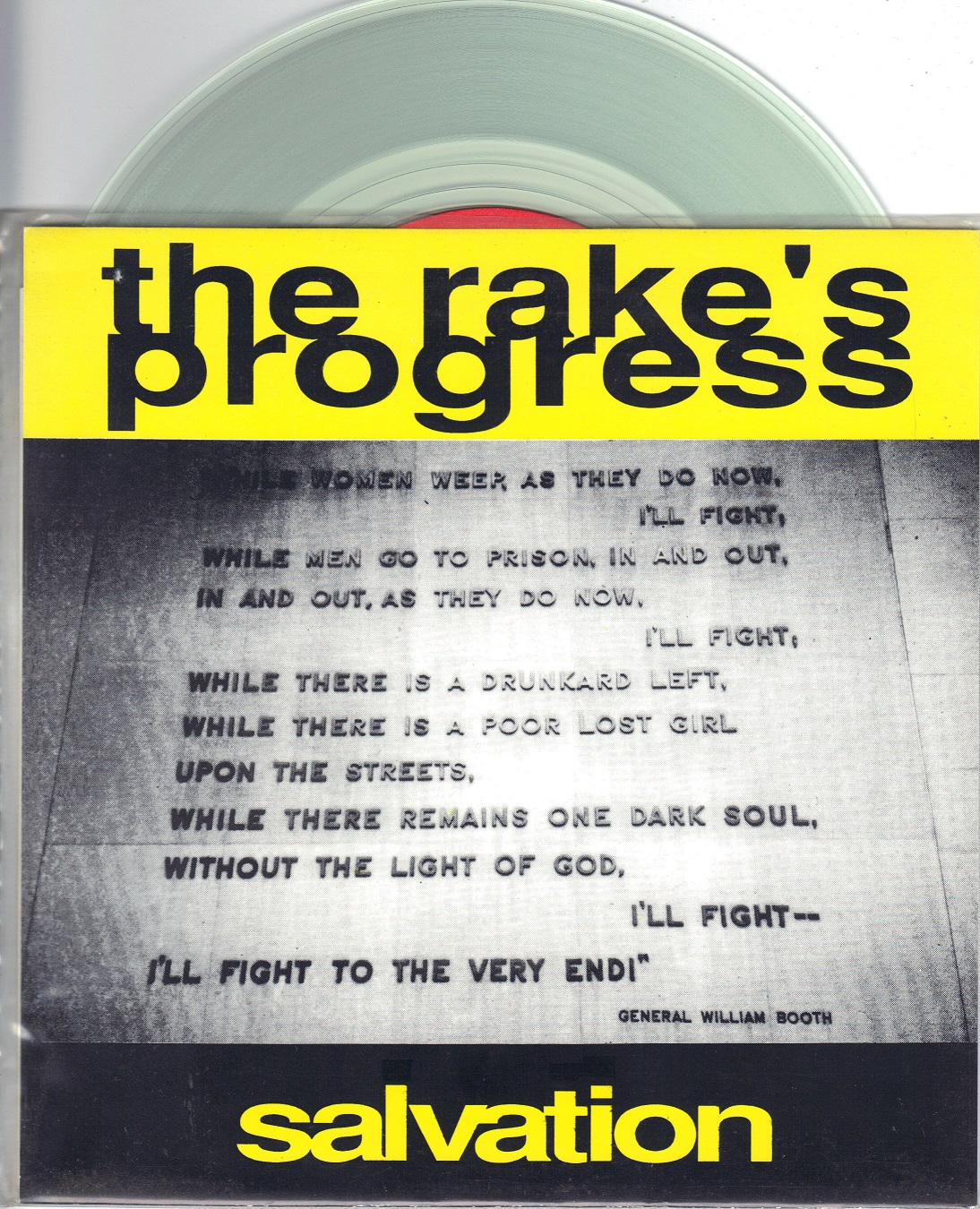 The Rake’s Progress Salvation 1992 Salad Town 7 Inch CLEAR Vinyl